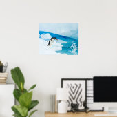 パプアニアのgentoo penguin、Pygoscelis、飛び降りる ポスター (ホームオフィス)