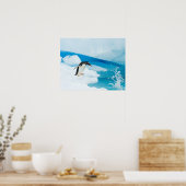 パプアニアのgentoo penguin、Pygoscelis、飛び降りる ポスター (キッチン)