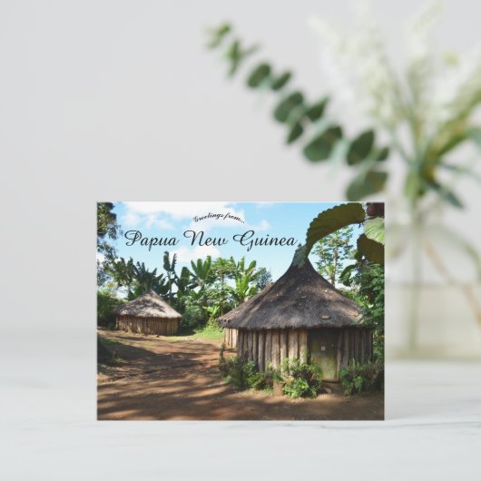 パプアニューギニアのゴロカに住宅 ポストカード (スタンド正面)