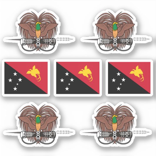 パプアニューギニアのシンボル/武器と旗のコート シール (正面)