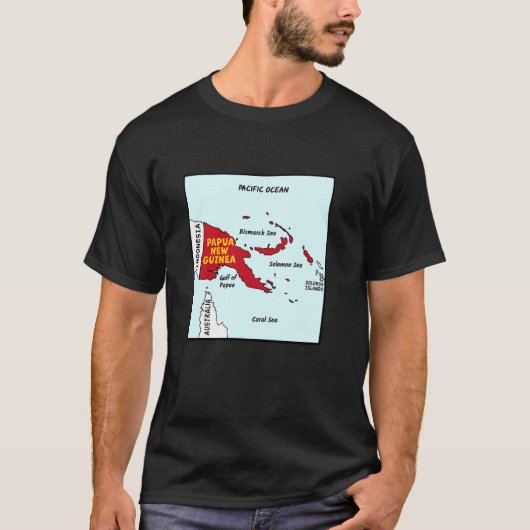 パプアニューギニアの国旗の色の地図。周囲c tシャツ (正面)