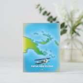 パプアニューギニアの地図。 ポストカード (スタンド正面)