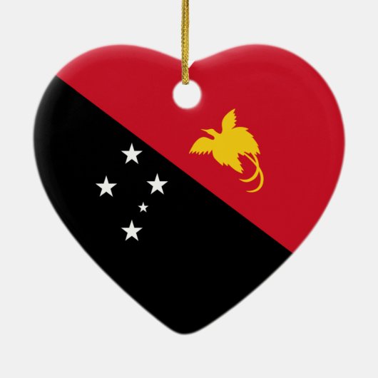パプアニューギニアの旗のハート セラミックオーナメント (裏面)