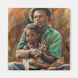 パプアニューギニアの母と娘 マグネット