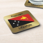 パプアニューギニアフラグ+文字コースター コースター (左側)