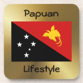 パプアニューギニアフラグ+文字コースター コースター (正面)