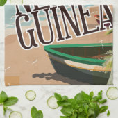 パプアニューギニアヴィンテージ旅行ポスターアート。 キッチンタオル (折り畳み)