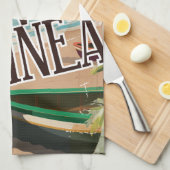 パプアニューギニアヴィンテージ旅行ポスターアート。 キッチンタオル (四つ折り)