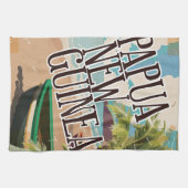 パプアニューギニアヴィンテージ旅行ポスターアート。 キッチンタオル (横)