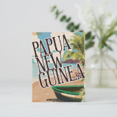パプアニューギニアヴィンテージ旅行ポスターアート。 ポストカード (スタンド正面)