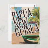パプアニューギニアヴィンテージ旅行ポスターアート。 ポストカード (正面/裏面)