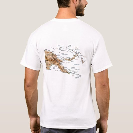 パプアニューギニア国旗と地図Tシャツ Tシャツ (裏面)