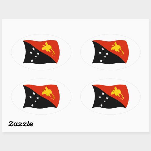 パプアニューギニア国旗のシール 楕円形シール (シート)