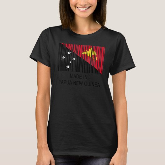 パプアニューギニア国旗のバーコード Tシャツ (正面)