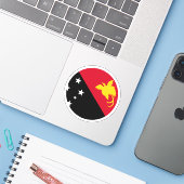 パプアニューギニア国旗の丸シール シール (ノートパソコンとiPhone)