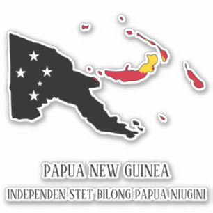 パプアニューギニア国旗の地図 シール