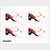 パプアニューギニア国旗の地図 長方形シール (シート)