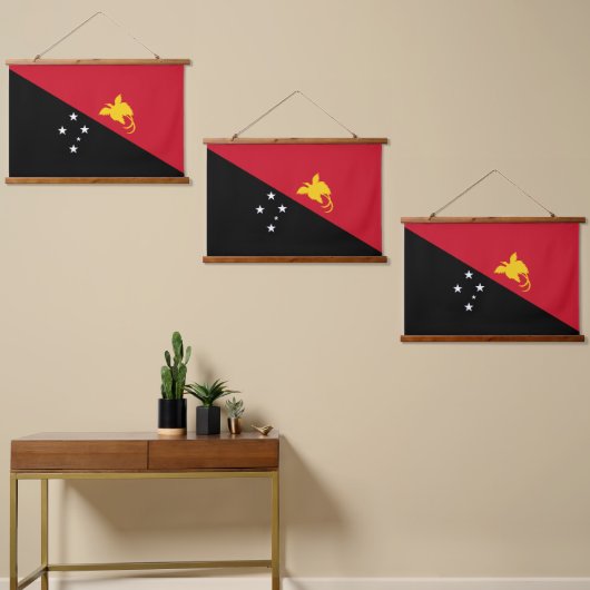 パプアニューギニア国旗 吊り下げ型タペストリー (非対称)