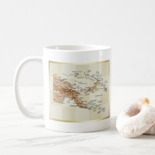 パプアニューギニア国旗+地図マグカップ コーヒーマグカップ