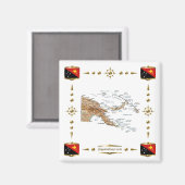 パプアニューギニア地図+フラグ磁石 マグネット (正面/裏面)