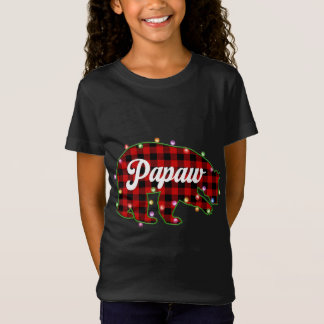 パプアベアーバッファロープレイドレッドクリスマスライトマッチ Tシャツ