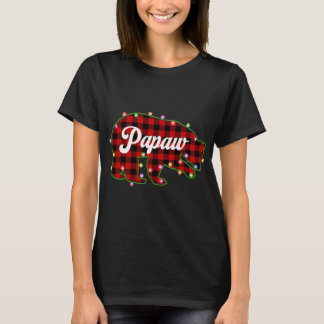 パプアベアーバッファロープレイドレッドクリスマスライトマッチ Tシャツ