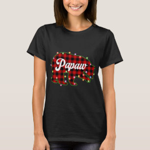 パプアベアーバッファロープレイドレッドクリスマスライトマッチ Tシャツ
