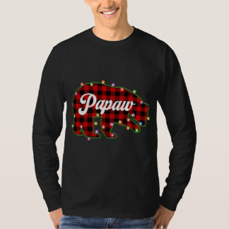 パプアベアーバッファロープレイドレッドクリスマスライトマッチ Tシャツ