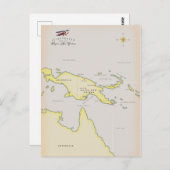 パプア図解入りの、写真付きのニューギニアの地図 ポストカード (正面/裏面)