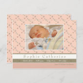 パプリオンピンク/グリーン・出産発表 案内ポストカード (正面/裏面)