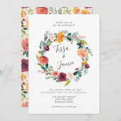 パプリカブルゴーニュフローラリース結婚式招待状 招待状 (正面/裏面)