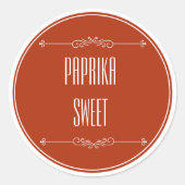 パプリカモダンパーソナライズされたスウィートレッドホワイト文字 ラウンドシール (正面)