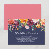 パプリカ バーガンディ フローラル ウェディング 詳細カード エンクロージャーカード (正面/裏面)