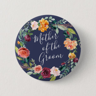 パプリカ バーガンディ フローラル マザー オブ ザ グルーム ボタン 缶バッジ