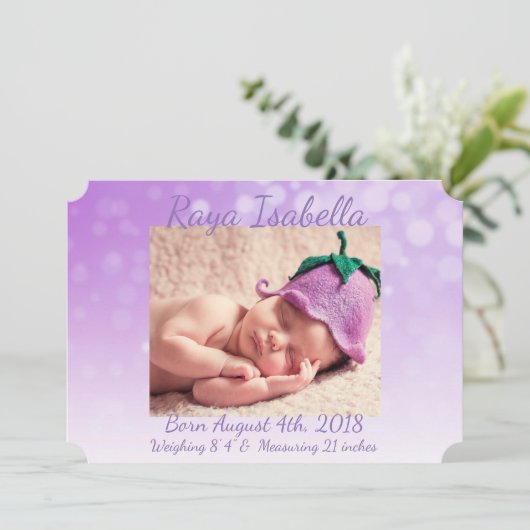 パプルパーソナライズされたベビー写真の誕生のお知らせ 案内状 (スタンド正面)