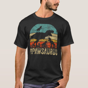 パプー恐竜パパワウルス3 2人の子供クリスマスファ Tシャツ