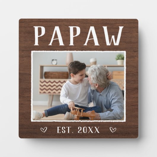 パプ素朴ロパーソナライズされたグランパ写真 フォトプラーク (正面)