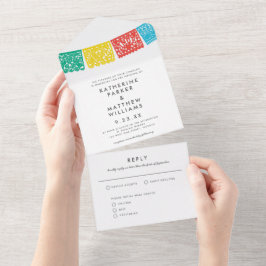 パペモダンル・ピカ結婚ードの旗 オールインワン招待状