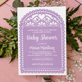 パペルインスパイアピカドパープルベビーシャワー 招待状