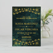 パペルエレガントピカドエメラルドグリーン結婚ズ 箔招待状 (立ち正面)