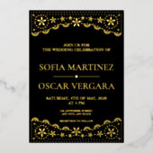 パペルエレガントピカドブラック&金ゴールド 箔招待状 (正面)