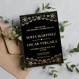 パペルエレガントピカドブラック&金ゴールド 箔招待状