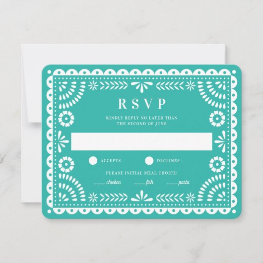 パペルピカドアクア |の結婚返信RSVPカード 出欠カード (正面)