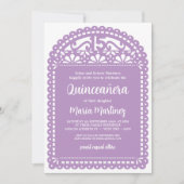 パペルピカドインスパイアパープルキンセアニェラ誕生日 招待状 (正面)