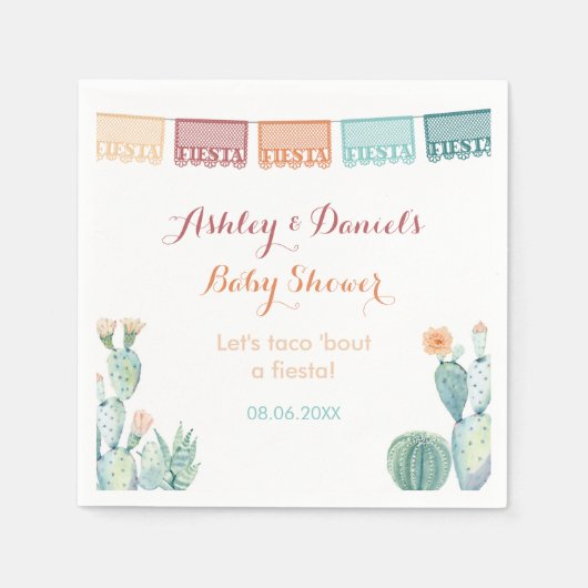 パペルピカドカクティメキシコテーマシャワーパーティー スタンダードカクテルナプキン (正面)