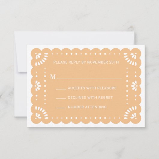 パペルピカドスタイルメキシコRSVPカード 出欠カード (正面)