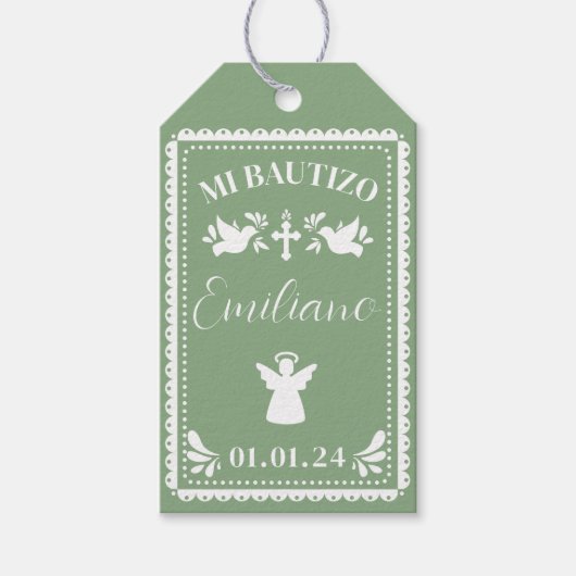 パペルピカドバプテスマありがとうパーティー好意ラベル ギフトタグ (正面)