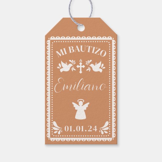 パペルピカドバプテスマありがとうパーティー好意ラベル ギフトタグ (正面)