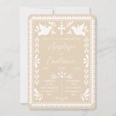 パペルピカドバプテスムベージュメキシコパーティー招待状 招待状 (正面)