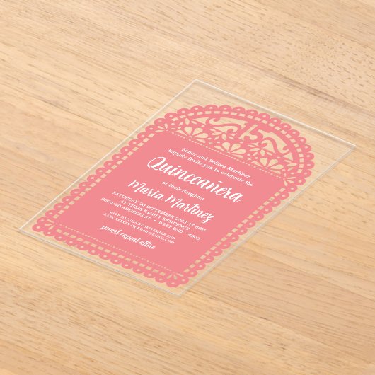 パペルピカドピインスパイアックキンセアニェラ誕生日 アクリル招待状 (レイダウン)